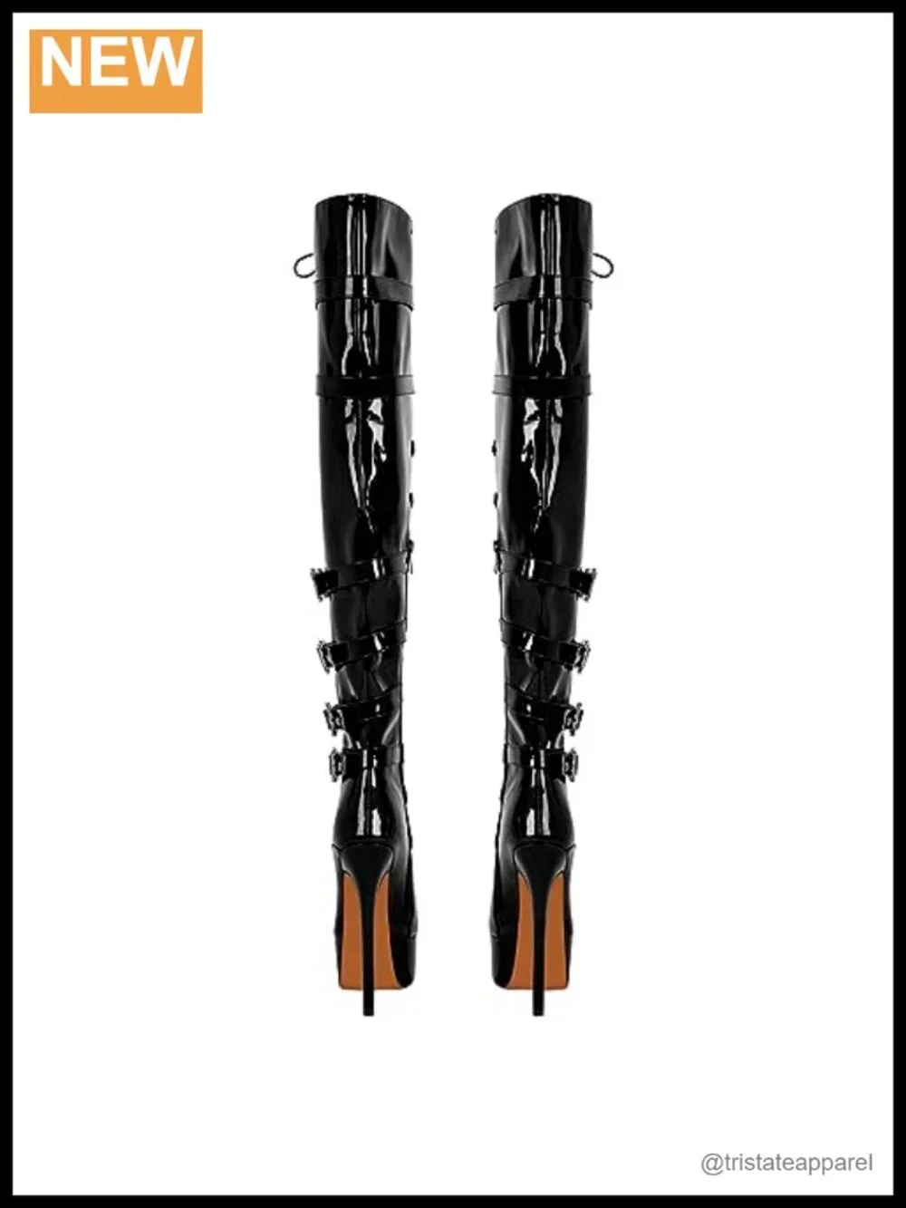 Platform Thigh High Boots Over Knee Lace Up Zipper Rivets High Heels Wide Calf